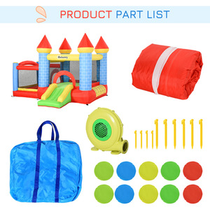 Outsunny Kids 4 in 1 Bounce Castle House Inflatable - Red by Outsunny