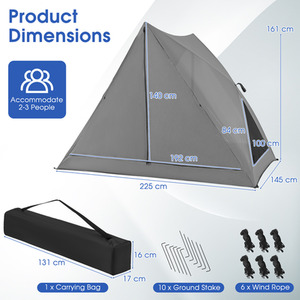Pop-up Camping Tent - Grey by Costway