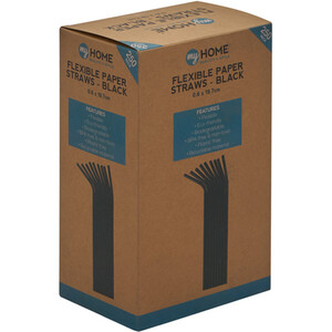 Pack of 250 Flexible Paper Straws - Black