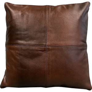 Check Leather Sofa Cushion Covers - Brown by Charlie London