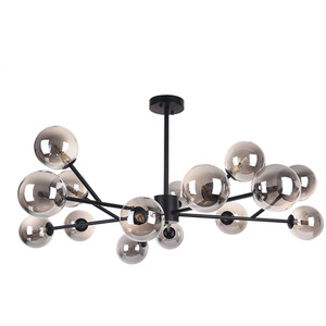 15-Light Modern Glass Bubble Chandelier - Black