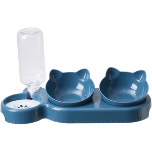 3-in-1 Tilt Pet Bowl with Automatic Water Bottle by Livingandhome