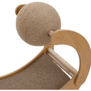 Moon-Boat Shaped Cat Bed and Scratcher Combo - Wood by Livingandhome