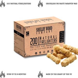 Natural Eco Wax Coated Firelighters Box of 200 - Brown by Shelby Wood Company