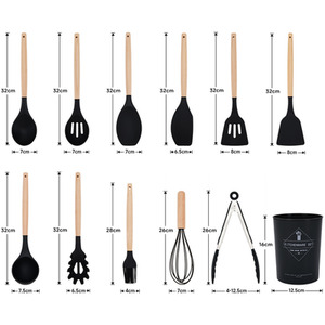 11-piece Silicone Kitchen Utensil Set Nonstick Cookware by Livingandhome