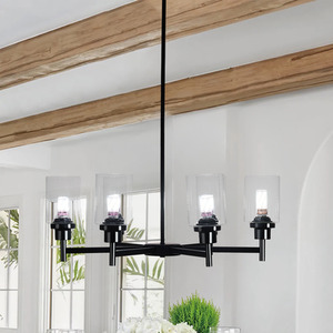 6-Light Chandelier with Glass Lampshade - Black by Livingandhome