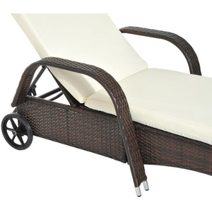 Outsunny Adjustable Rattan Sun Lounger - Brown by Outsunny