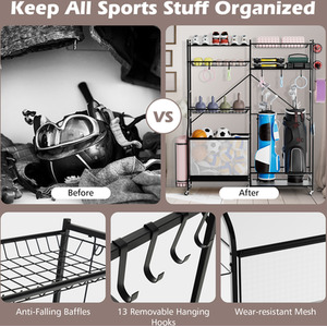 Sports Equipment Organizer - Black by Costway
