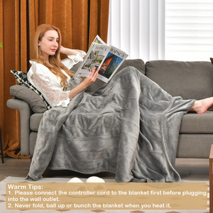 Electric Heated Blanket Soft Heating Blanket Throw - Grey by Costway