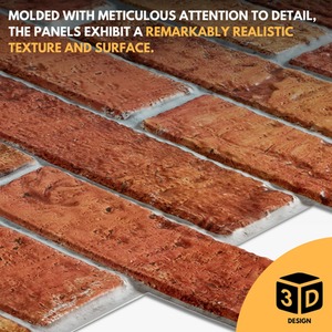 3D Wall Panels (96x48 cm) PVC Cladding Panel Vintage Rustic Brick Effect by NOVECRAFTO