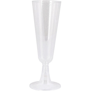 Pack of 8 Silver Sparkle Champagne Glasses - Silver