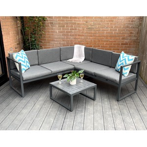The Chester 5 Seat Metal Corner Garden Set - Grey by Madefor.living