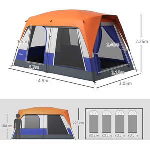 Outsunny Camping Tent with Waterproof Rainfly Screen Panels by Outsunny
