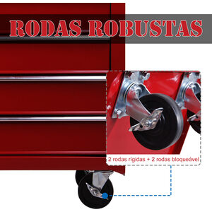 HOMCOM 5 Drawer Tool Trolley Lockable Steel Tool Chest on Wheels - Red by HOMCOM