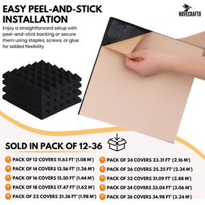 Self-Adhesive Acoustic Wall Panels - Peel and Stick Soundproofing Panels by NOVECRAFTO