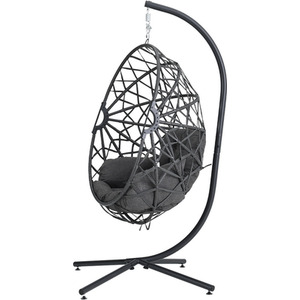 Garden Foldable Hanging Swing Egg Chair with Cushion - Dark Grey by Livingandhome