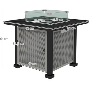 Outsunny Square Propane Gas Fire Pit Table, 50000 BTU - Grey by Outsunny