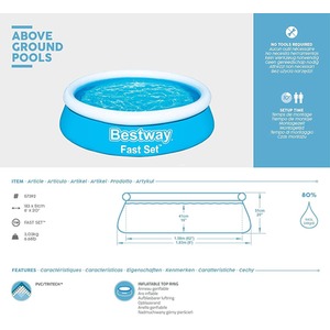 Bestway 940 Litre 1.8m (6ft) x 50cm Paddling Swimming Pool - Blue by Samuel Alexander