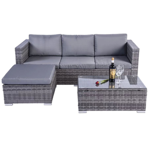 Dunham 4 Seat Rattan Sofa Set with Coffee Table - Grey by Madefor.living
