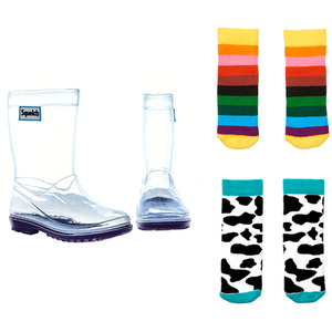Childrens Transparent Wellies and Socks by Squelch