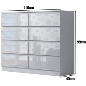Gloss White Chest Of Drawers - White / 8 by FWStyle