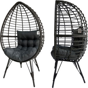 PE Rattan Egg Teardrop Cuddle Chair - Grey by Furniture One