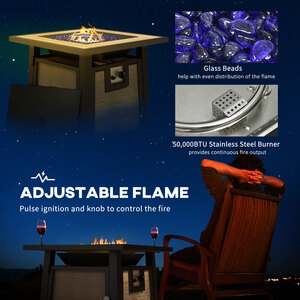 Outsunny 50,000 BTU Gas Fire Pit Table - Brown by Outsunny