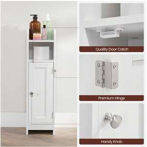 Slim Bathroom Storage Cabinet with two Shelves - White by VASAGLE