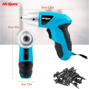 27 Piece 3.6V Electric Power Screwdriver and Bit Set - Blue by Hi-Spec