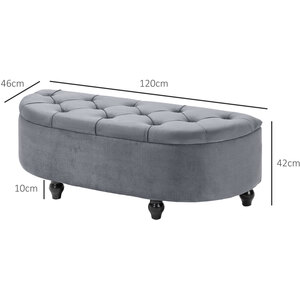 HOMCOM Storage Ottoman Bench Tufted Upholstered Footrest Stool - Dark Grey by HOMCOM