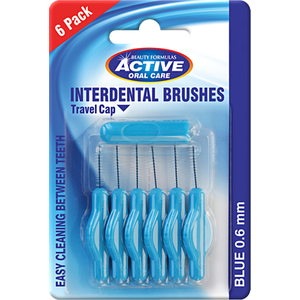 Pack of 6 Beauty Formulas Active Interdental Brushes 0.6mm - Blue