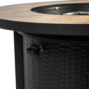 Tall Round Outdoor Gas Fire Pit Table Heater - Black by Teamson Home