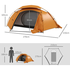 Outsunny 1-2 Man Camping Tent with Removable Rainfly Aluminium Frame by Outsunny