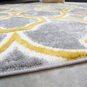 Ochre Grey Super Soft Geometric Area Rug by The Rug House