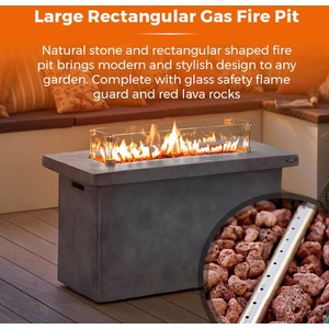 Magna Rectangular Gas Fire Pit Low - Grey by Tower