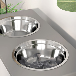 PawHut adjustable Raised Dog Bowls - Grey by PawHut