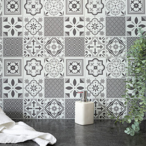 Oriental Tiles Self Adhesive Wall Tiles - Grey by d-c-fix