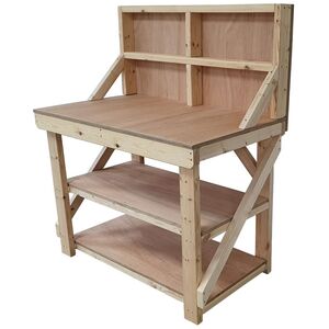 Eucalyptus Top Workbench With Back Panel And Double Shelf by Arbor Garden Solutions