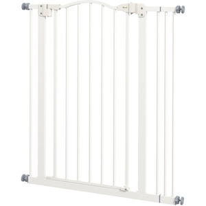PawHut Adjustable Metal Pet Gate Safety Barrier - White / 74 - 80 cm / 94cm by PawHut
