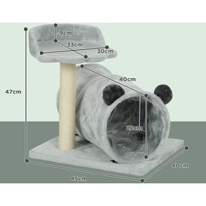 PawHut Cat Tree with Scratching Post Cat Bed Cat Tunnel Toy Ball - Grey by PawHut