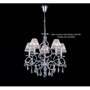 Torino Ceiling Pendant Chandelier 5 Light Polished Chrome, Crystal - Polished Chrome