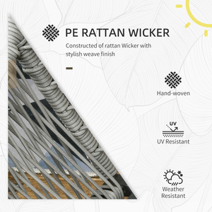 Outsunny 5pc Outdoor Wicker Rattan Garden Furniture Set Sofa, Coffee Table - Grey by Outsunny