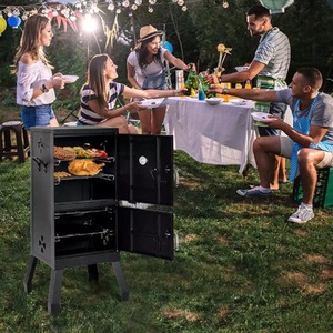 Vertical Charcoal Smoker BBQ - Black by Wyld and Coco