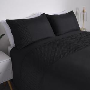 Filled Pinsonic Panel Duvet Cover Set - Black / Double by OHS