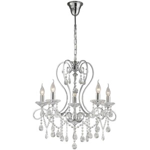 Vela Ceiling Pendant Chandelier 5 Light Polished Chrome, Crystal - Polished Chrome
