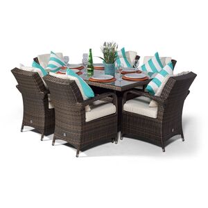 Arizona Square Rattan Patio Dining Set - Brown / 6 by Giardino