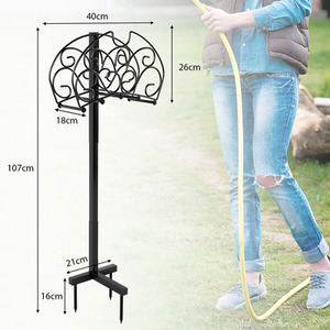 Garden Hose Holder Freestanding Water Hose Stand - Black by Costway