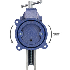 Bench Vice - cast iron, with anvil, rotatable, 2 locking screws - Blue / 10cm by tectake