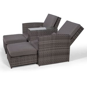Nevada Double Reclining Rattan Sun Loungers Set - Grey by Giardino