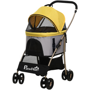 PawHut Detachable Pet Stroller, 3 In 1 Dog Cat Travel Carriage - Yellow by PawHut